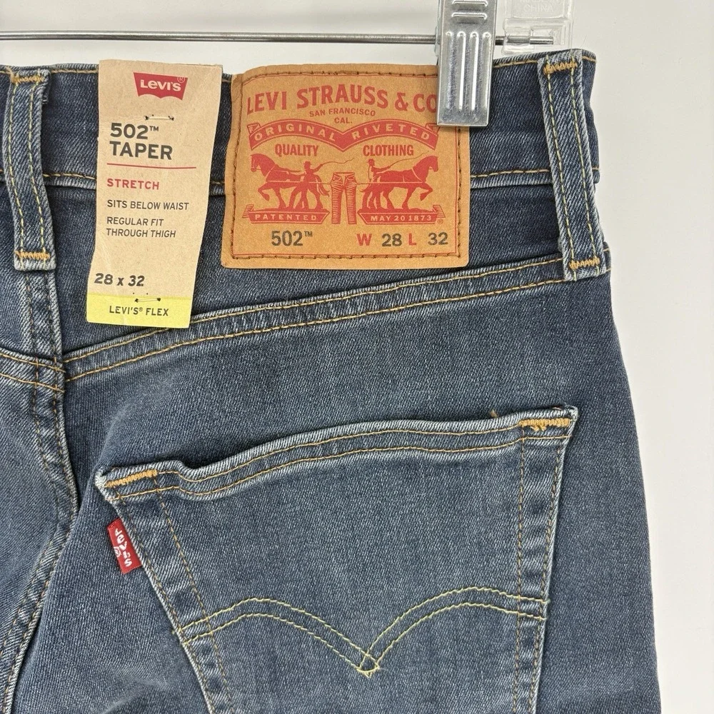 Levi's 502 Taper Men's Jeans 28x32 Flex Stretch Medium Wash Denim NWT